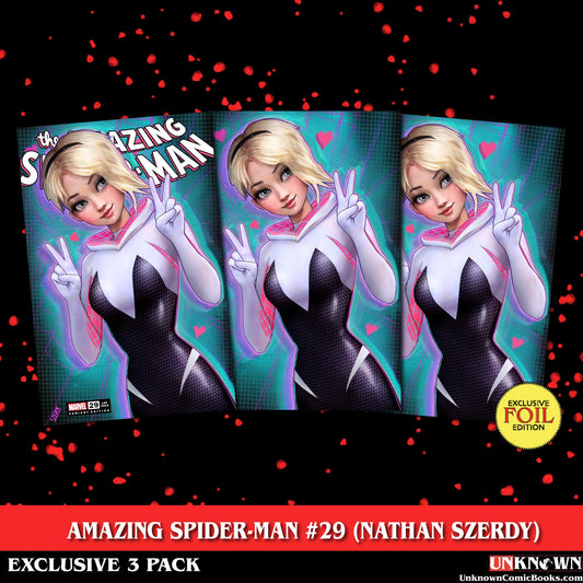 [SIGNED COA] - [3 PACK] AMAZING SPIDER-MAN #29 UNKNOWN COMICS NATHAN SZERDY EXCLUSIVE VAR {IN STOCK}