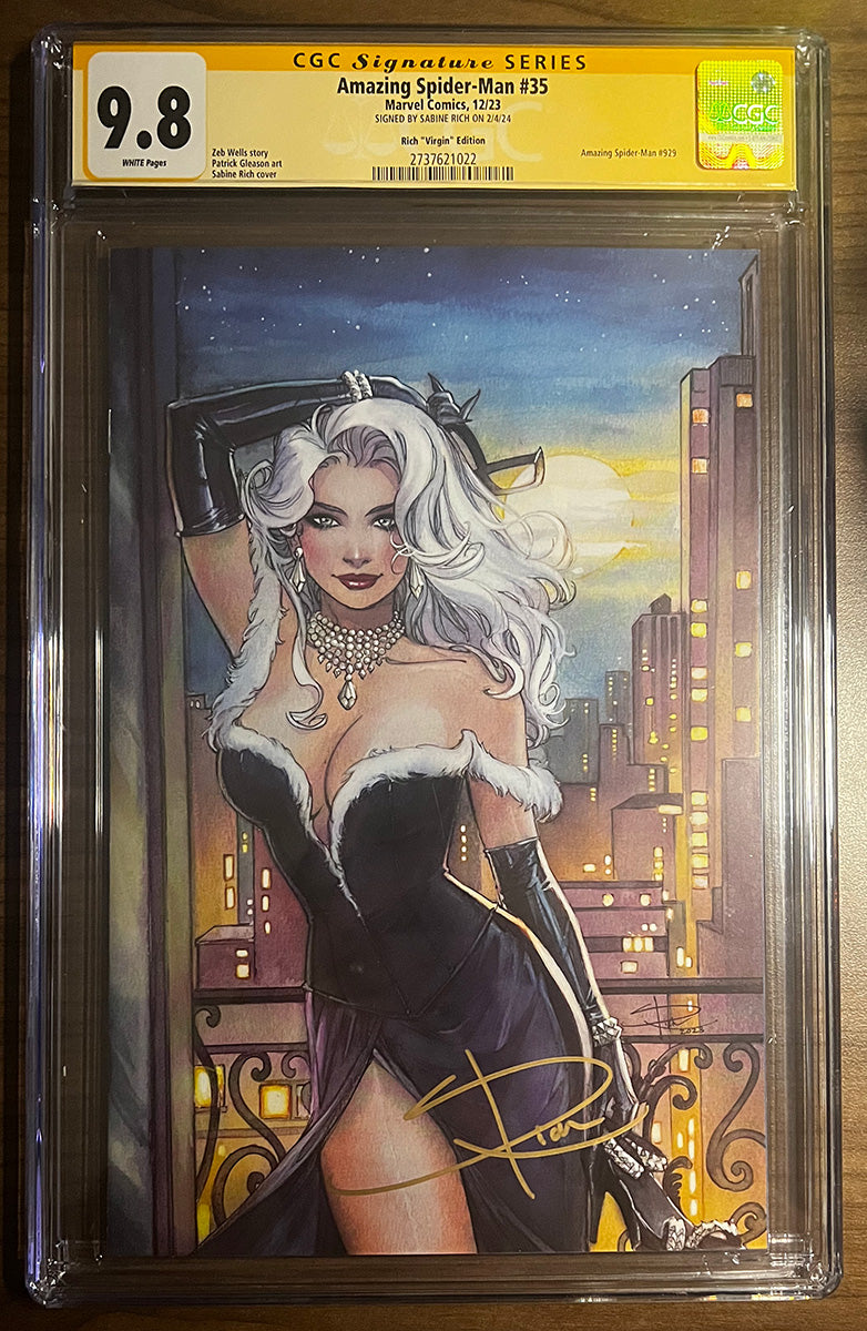 CGC 9.8 YELLOW LABEL AMAZING SPIDER-MAN #35 UNKNOWN COMICS VIRGIN SIGNED BY SABINE RICH (IN STOCK)