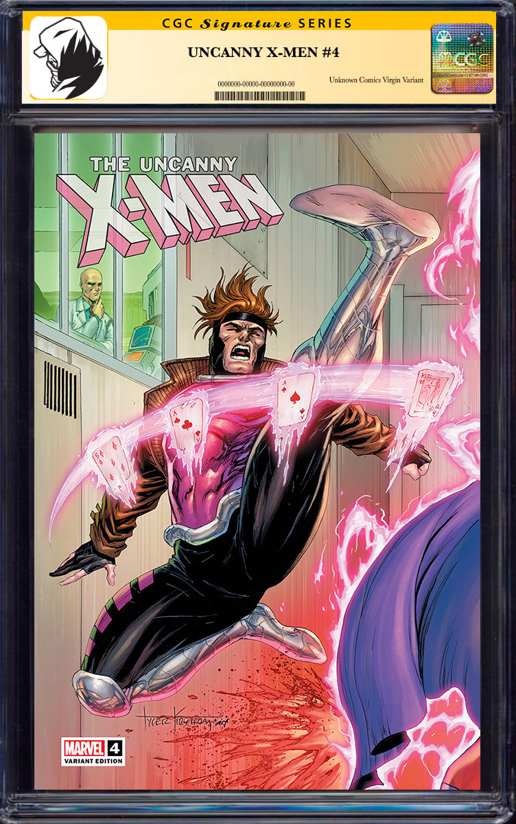 [SIGNED CGC] UNCANNY X-MEN #4 UNKNOWN COMICS TYLER KIRKHAM CONNECTING COVER EXCLUSIVE 9.6+ YELLOW LABEL (06/2025)