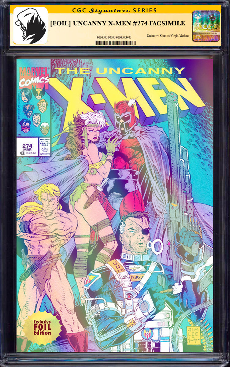 [SIGNED BY JIM LEE] [FOIL] UNCANNY X-MEN #274 FACSIMILE UNKNOWN COMICS EXCLUSIVE VAR [CGC 9.6+ YELLOW LABEL] (03/26/2025)