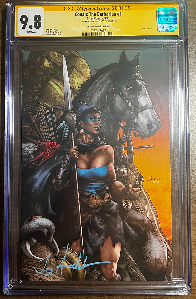 CGC 9.8 YELLOW LABEL CONAN THE BARBARIAN #1 UNKNOWN COMICS VIRGIN SIGNED BY JAY ANACLETO (IN STOCK)