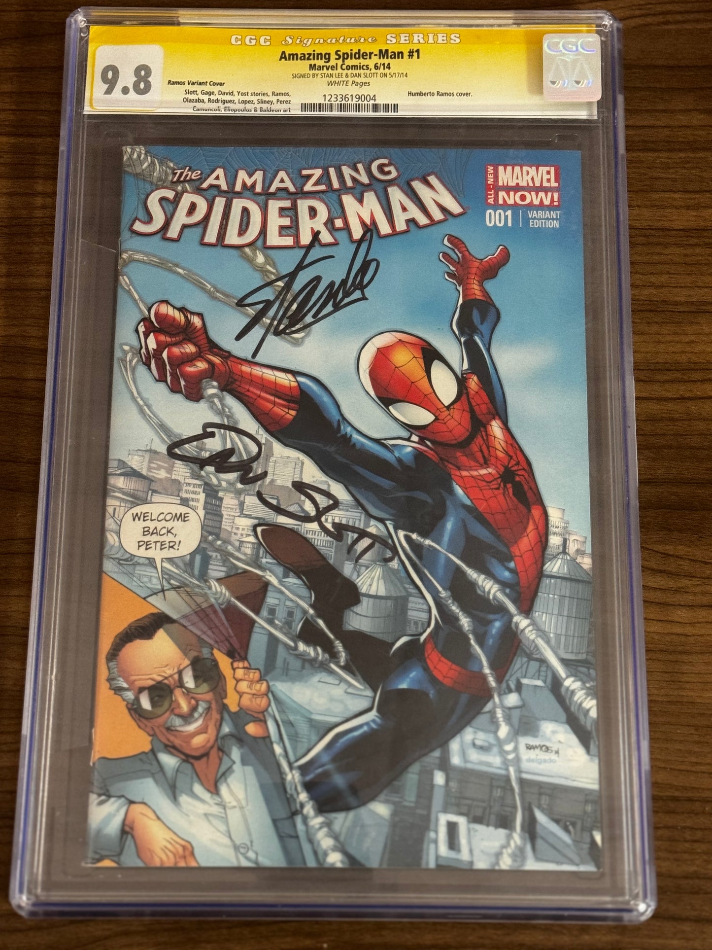 AMAZING SPIDER-MAN #1 DOUBLE SIGNED STAN LEE | DAN SLOTT RAMOS VARIANT COVER CGC 9.8 SS YELLOW LABEL [IN STOCK]