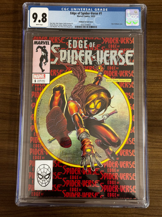 EDGE OF SPIDER-VERSE #1 TYLER KIRKHAM UNKNOWN COMICS EXCLUSIVE VAR CGC 9.8 BLUE LABEL [IN STOCK]