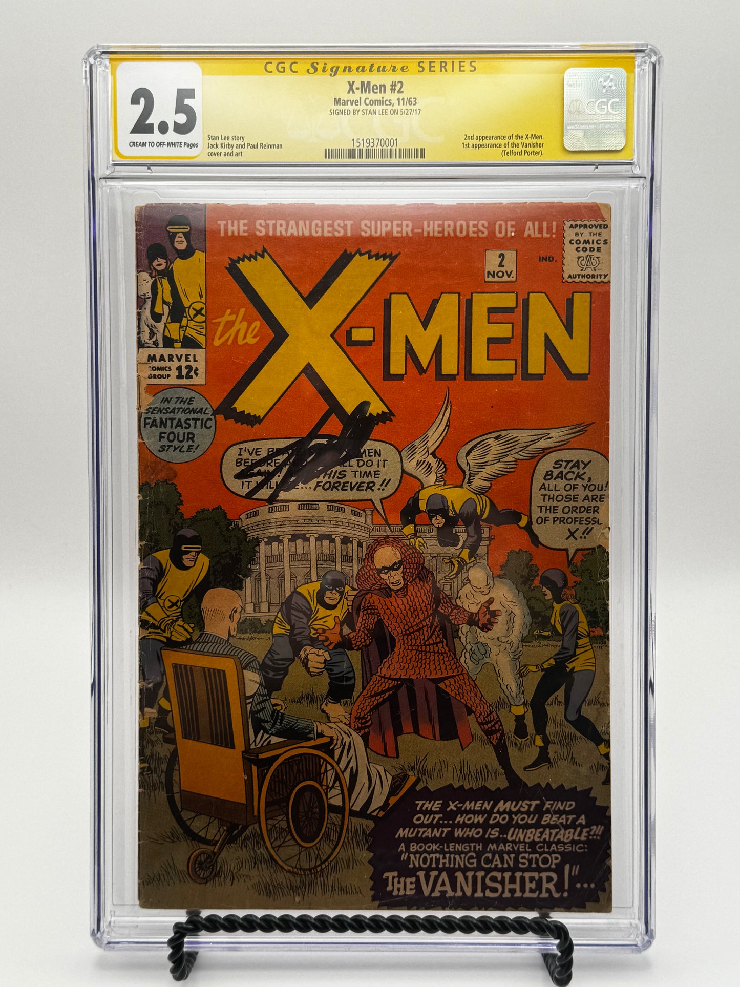 X-Men #2 CGC 2.5 Yellow Label Signed by Stan Lee 1964 [IN STOCK]