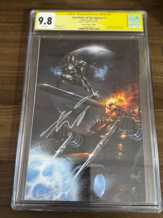 GUARDIANS OF THE GALAXY #1  [SIGNED BY DONNY CATES] LUCIO PARRILLO VIRGIN  VAR CGC 9.8 YELLOW LABEL [IN STOCK]