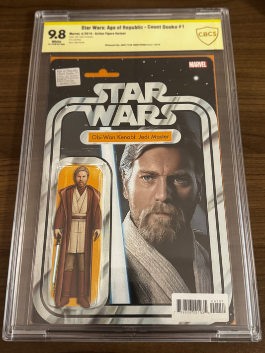 STAR WARS AGE OF REPUBLIC COUNT DOOKU #1  [SIGNED] JOHN TYLER CHRISTOPHER ACTION FIGURE VAR CGC 9.8 YELLOW LABEL [IN STOCK]