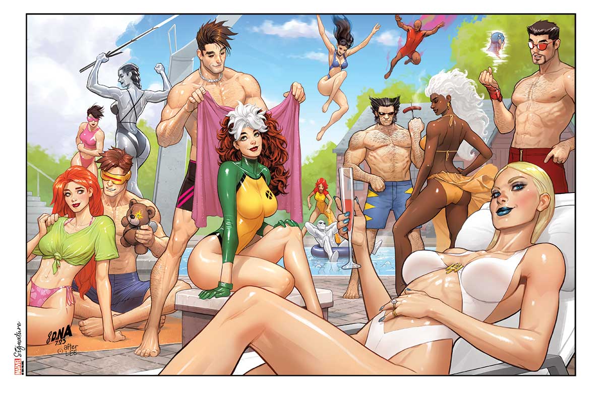 [X-MEN VOICE CAST SIGNED] MARVEL SIGNATURE X-MEN HELLFIRE GALA SWIMSUIT HOMAGE SPECIAL EDITION DAVID NAKAYAMA ART PRINT (08/28/2024)