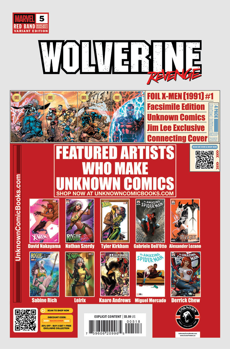 [SIGNED W/ COA] Wolverine Revenge #5 Red Band Unknown Comics Exclusive Tyler Kirkham Virgin Var [Polybagged] Explicit Content (10/01/2025)