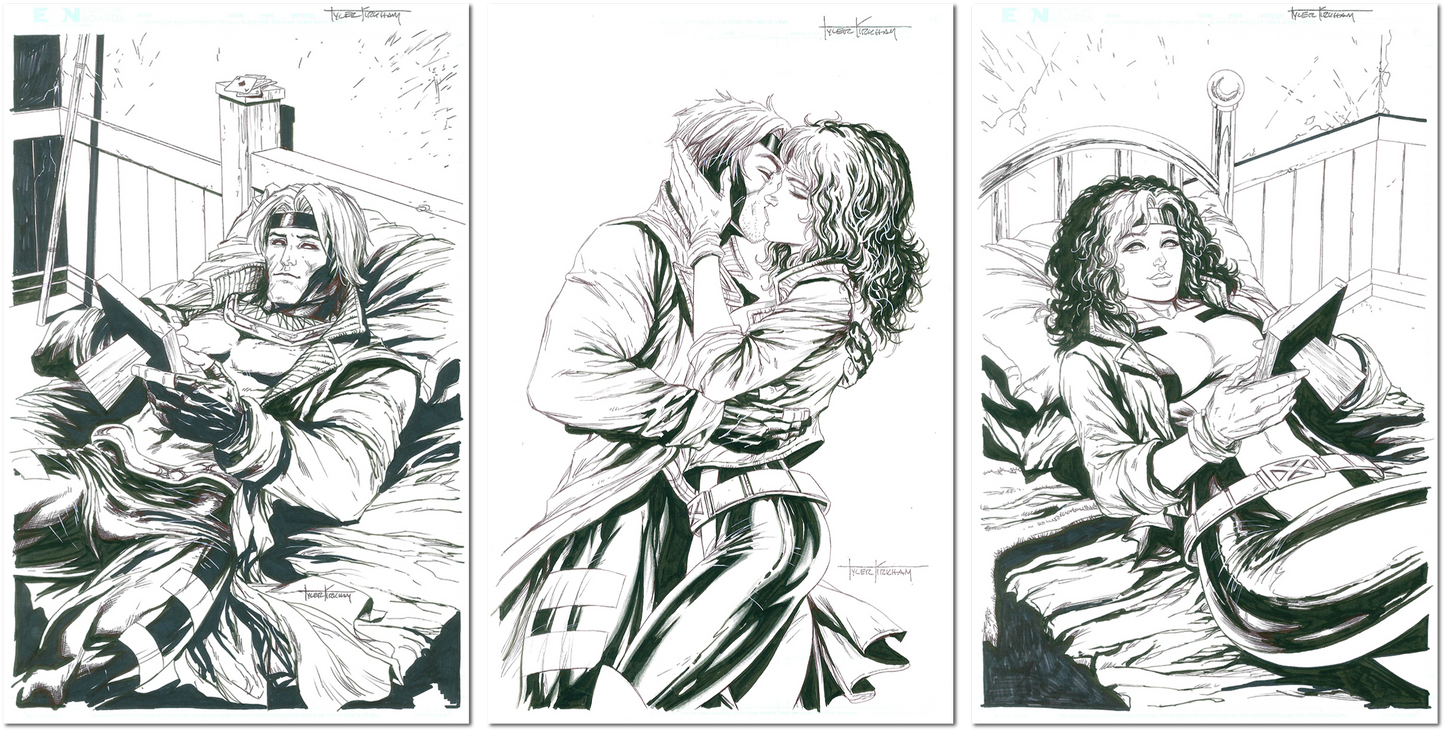 Rogue & Gambit by Tyler Kirkham [ORIGINAL ART] [3 PIECES OF ART]