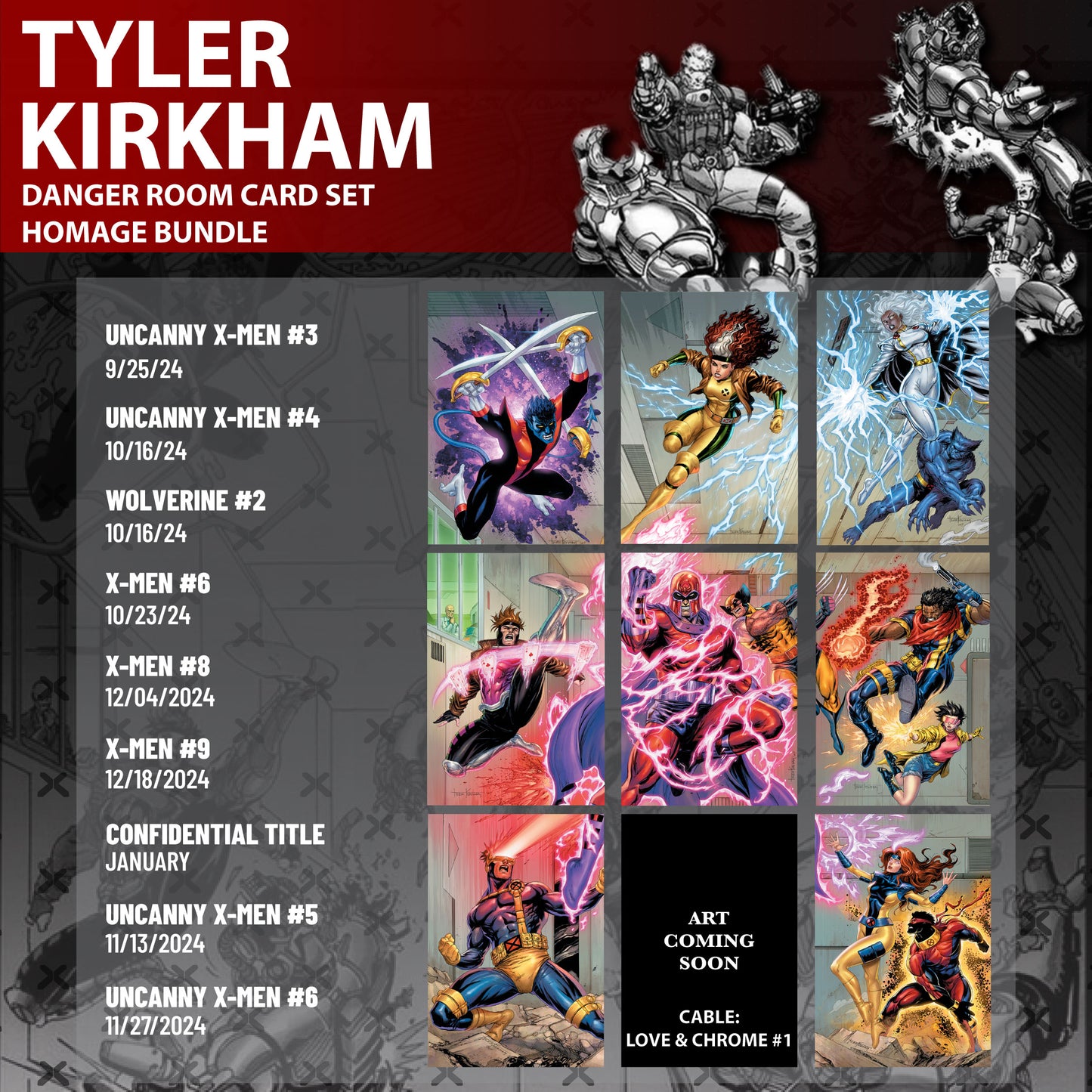 (01/29/2025) [9 PACK] DANGER ROOM CARD SET HOMAGE CONNECTING COVERS EXCLUSIVE VIRGIN BUNDLE TYLER KIRKHAM VAR